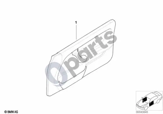 BMW 3 E36 individualus durų apdailos skydas, dalinai oda – schema