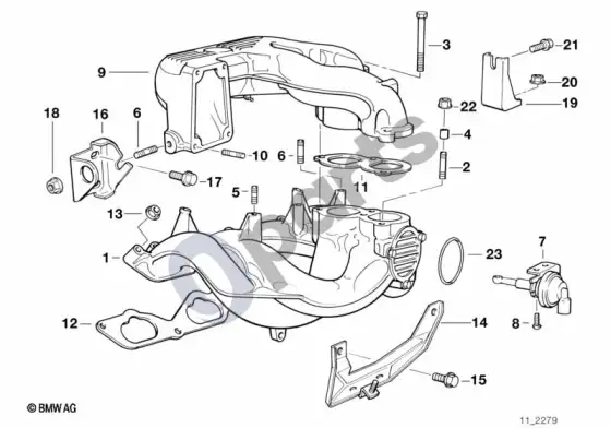 BMW 3 E36 įsiurbimo kolektoriaus sistema; ... - 1993.09 – schema