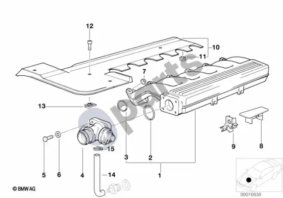 BMW 3 E36 įsiurbimo kolektoriaus sistema su EGR; 1996.01 - ... – schema