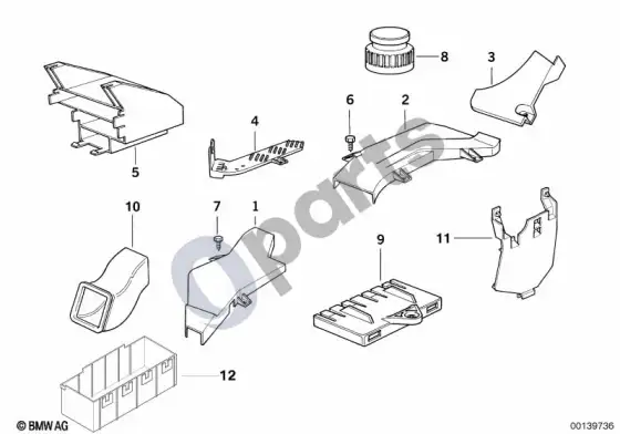 BMW 3 E36 kabelių dangtis/valdymo bloko laikiklis – schema