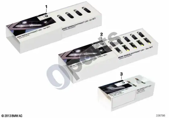 BMW 3 E36 LED salono apšvietimo paketas – schema
