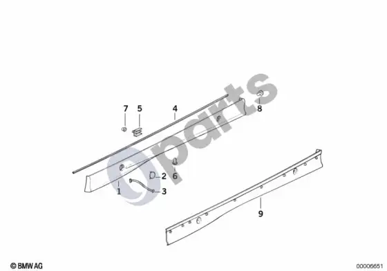 BMW 3 E36 m apdaila, slenkstis / ratų arka – schema