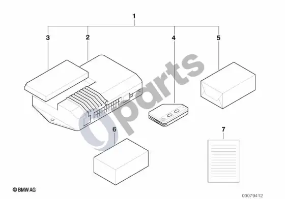 BMW 3 E36 nuotolinio valdymo pultelis, 1 versija – schema