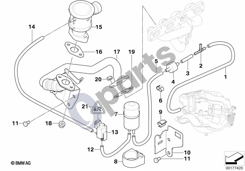 BMW 3 E36 (1991–2000) Oro siurblys vakuumo valdymui schema – pozicija 08: Guminė atrama
