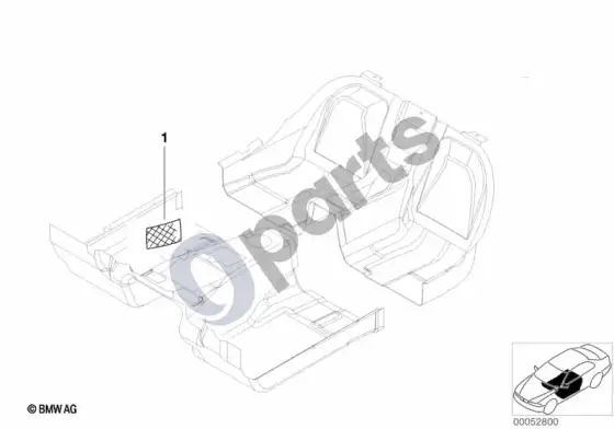 BMW 3 E36 papildomas įrengimas, bagažinės grindų tinklelis – schema