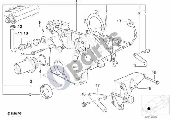 BMW 3 E36 paskirstymo dangtis; 1994.01 - ... – schema