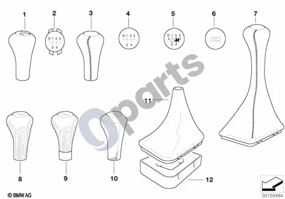 BMW 3 E36 pavarų perjungimo rankenėlės/apdailos/plokštelės – schema