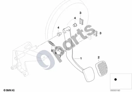 BMW 3 E36 pedalų laikiklis / stabdžių pedalas – schema