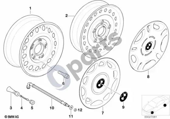 BMW 3 E36 plieninis ratlankis, stilius 12 – schema