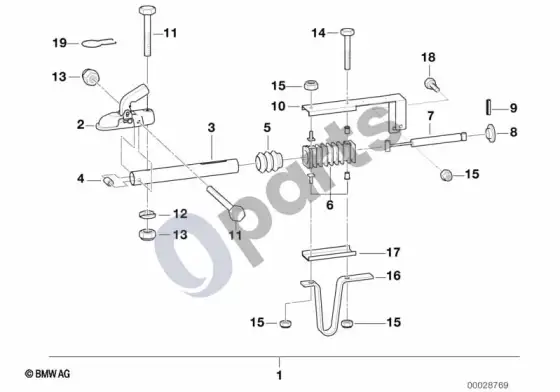 BMW 3 E36 priekaba, atskiros dalys, inercinis stabdymo įrenginys – schema