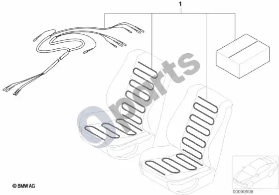 BMW 3 E36 priekinės sėdynės šildymo montavimo komplektas – schema