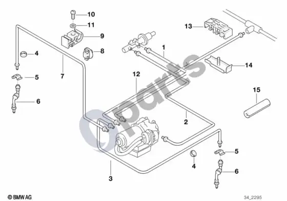 BMW 3 E36 priekinis ABS stabdžių vamzdelis; 1994.09 - ... – schema