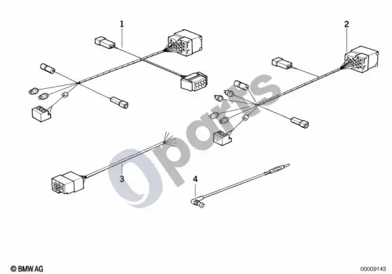 BMW 3 E36 radijo adapterio laidai – schema