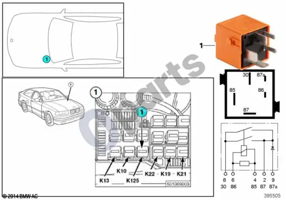 BMW 3 E36 relė, siurblio variklio K125 – schema