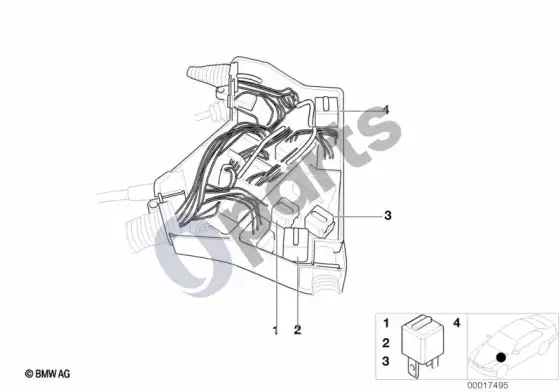 BMW 3 E36 relių išdėstymas variklio skyriuje – schema