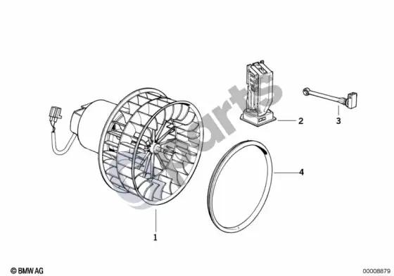 BMW 3 E36 šildytuvo elektrinės dalys – schema