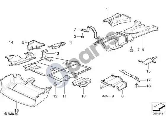 BMW 3 E36 šilumos izoliacija – schema