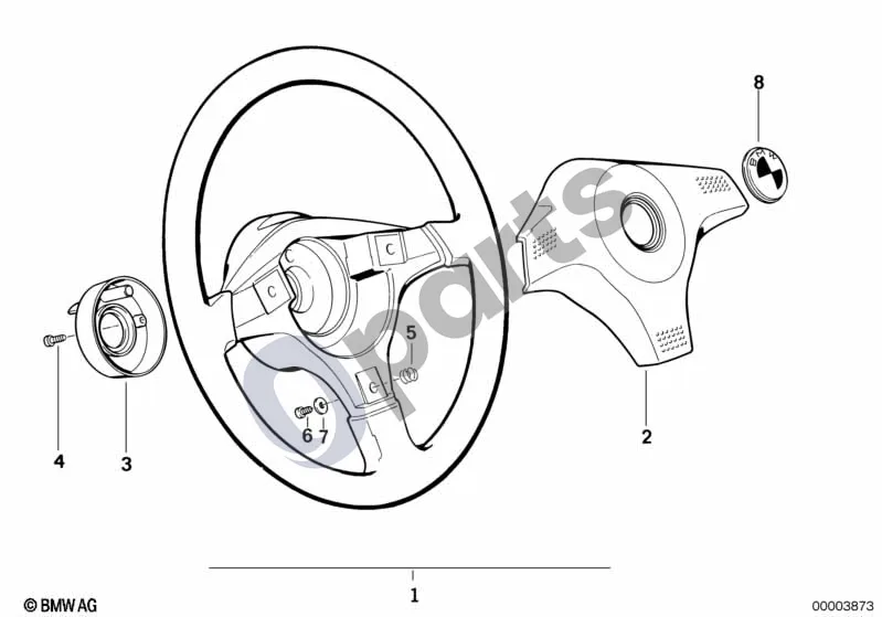 BMW 3 E36 (1991–2000) Sportinis vairas schema – pozicija 08: Lentelė
