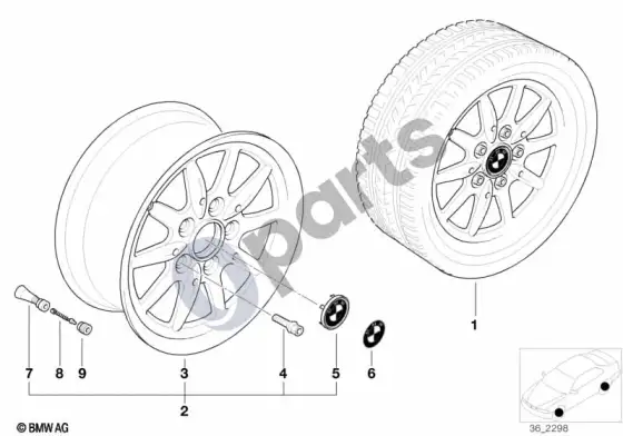 BMW 3 E36 sportinių stipinų stilius II – schema