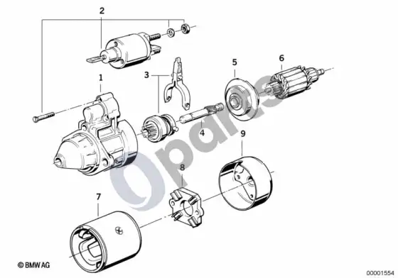 BMW 3 E36 starteris, atskiri komponentai 2,2 kw – schema