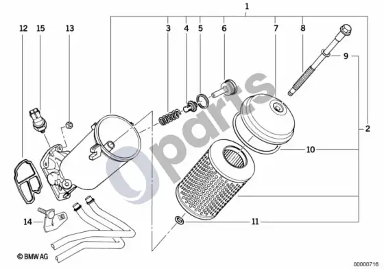 BMW 3 E36 tepimo sistema – alyvos filtras; ... - 1996.01 – schema
