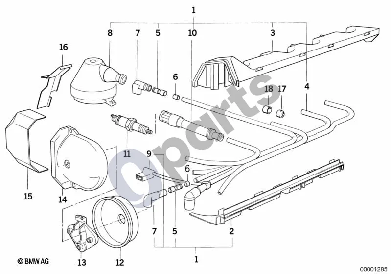 BMW 3 E36 (1991–2000) Uždegimo laidai/žvakės schema – pozicija 04: Uždegimo laidas