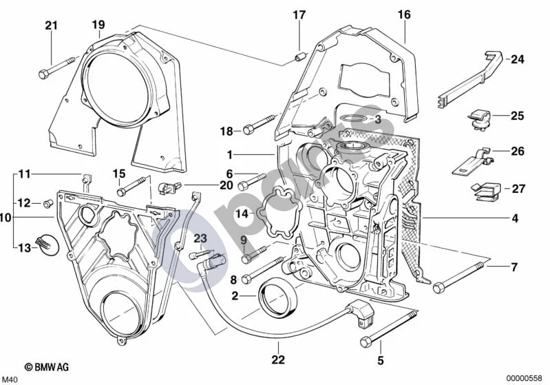 BMW 3 E36 (1991–2000) Rato arka schema – pozicija 14: Profilinis tarpiklis