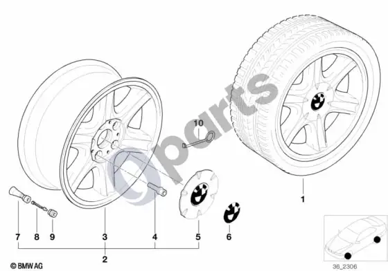 BMW 3 E36 žvaigždinių stipinų stilius II (styl.10) – schema