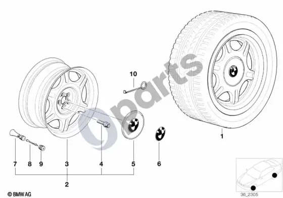 BMW 3 E36 žvaigždinių stipinų stilius – schema
