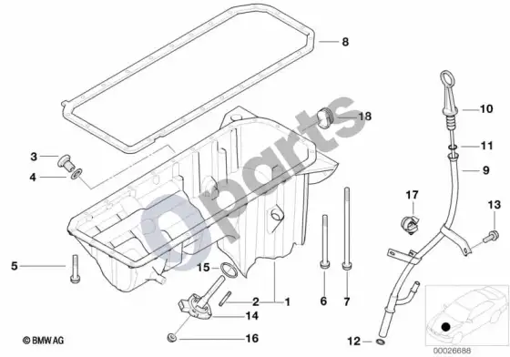 BMW 3 E46 alyvos karteris / alyvos lygio matuoklis (M54) – schema