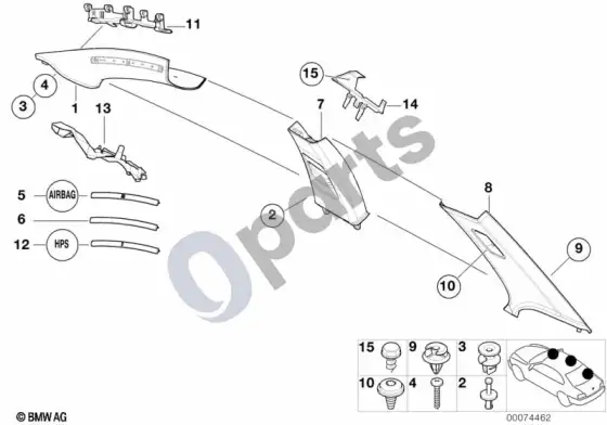 BMW 3 E46 a / b / c statramsčio apdailos plokštė – schema