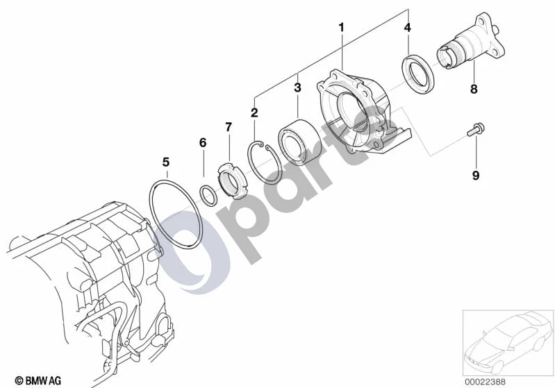 BMW 3 E46 (1998–2005) A5S325Z išėjimas schema – pozicija 04: Veleno sandariklis