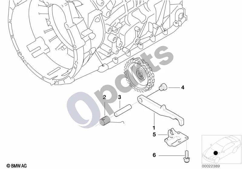 BMW 3 E46 (1998–2005) A5S325Z stovėjimo fiksatorius schema – pozicija 05: Kreipiamoji plokštė