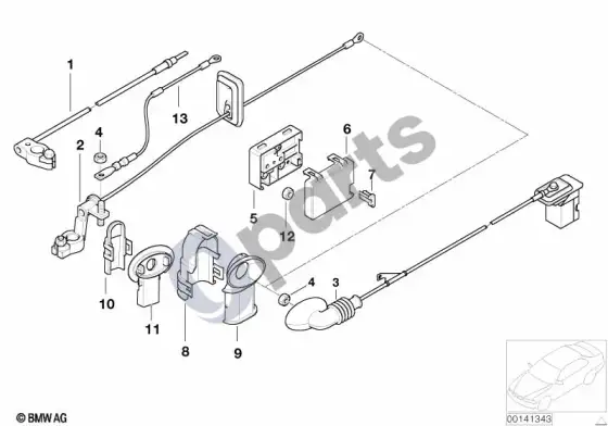 BMW 3 E46 akumuliatoriaus kabelis (akumuliatorius gale) – schema