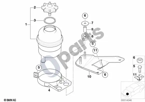 BMW 3 E46 alyvos laikiklis / atskiros dalys – schema