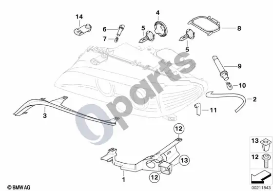 BMW 3 E46 atskiri žibinto komponentai; 2003.03 - ... – schema