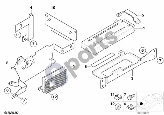 BMW 3 E46 atskiros dalys, SA 632, bagažinė – schema