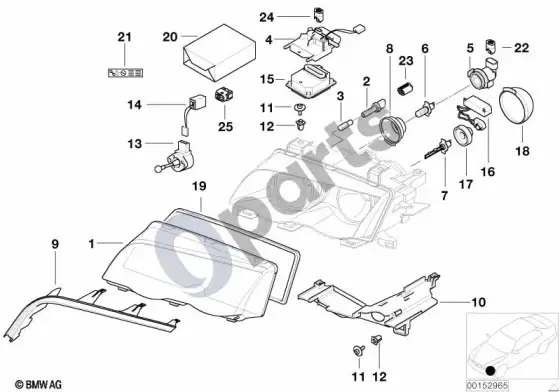 BMW 3 E46 atskiros dalys, xenon žibintas – schema