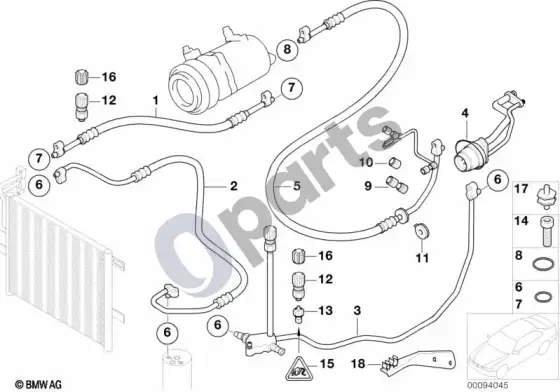 BMW 3 E46 aušinimo skysčio vamzdynai – schema