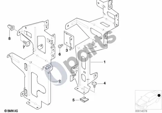 BMW 3 E46 CD keitiklio ttvirtinimo detalės – schema