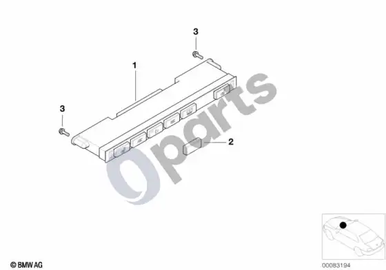 BMW 3 E46 centrinės konsolės jungiklių blokas – schema
