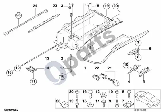 BMW 3 E46 daiktadėžė – schema