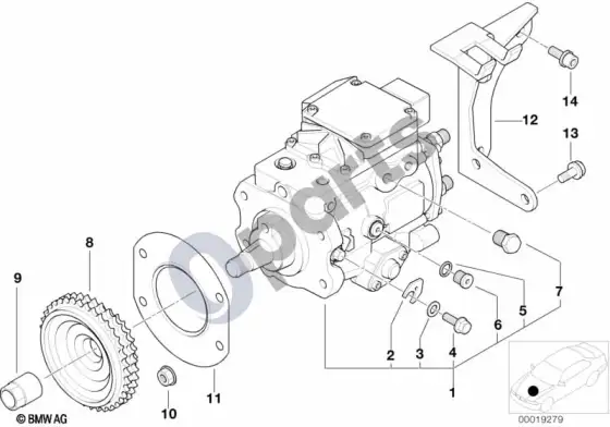 BMW 3 E46 dyzelinio variklio įpurškimo siurblys – schema