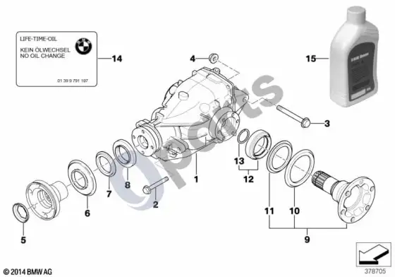 BMW 3 E46 diferencialo pavara / išėjimas (E46 316CIM43) – schema