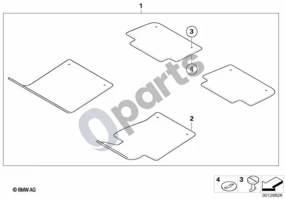 BMW 3 E46 grindų kilimėliai velūriniai (E46 316CIM43) – schema