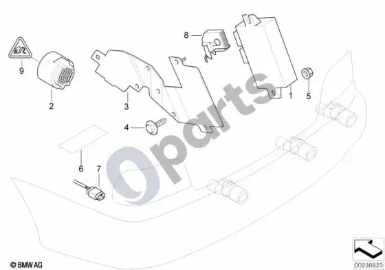 BMW 3 E46 parkavimo atstumo kontrolė (PDC, E46 316CIM43) – schema