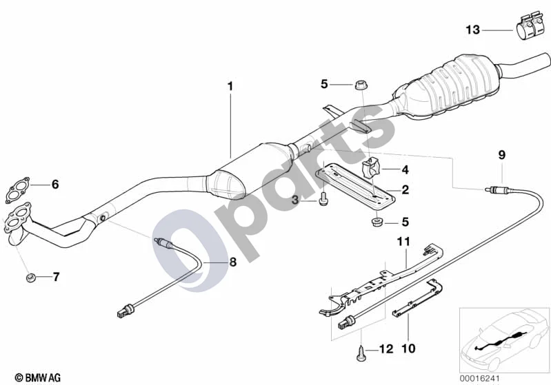 BMW 3 E46 (1998–2005) Katalizatorius/priekinis duslintuvas (E46 316I1.9, E46 318IM43, E46 316I1.6, E46 318CIM43, E46 316CIM43) schema – pozicija 04: Guminė atrama