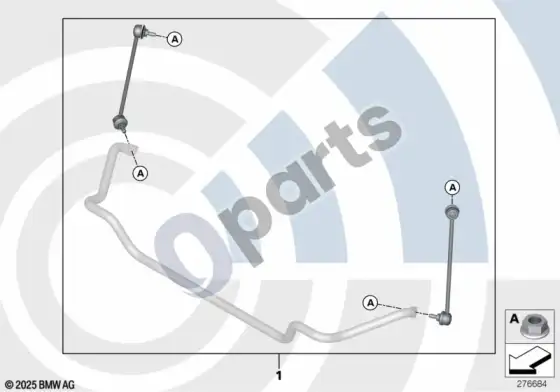 BMW 3 E46 remonto komplektas, stabilizatoriaus trauklės – schema