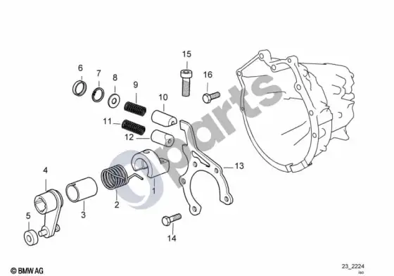 BMW 3 E46 s5d...g vidinės pavarų perjungimo dalys (E46 316i1.9, E46 318IM43, E46 316i1.6, E46 320IM52, E46 323I, E46 320IM54, E46 325I, E46 316TIN40, E46 316TIN42, E46 318TIN42, E46 316IN42, E46 318IN42, E46 316IN40, E46 320CIM54, E46 325CI, E46 316CIN40, E46 318CIN42, E46 318CIM43, E46 316CIM43, E46 320CIM52, E46 323CI, E46 320CI, E46 316CIN45, E46 318CIN46, E46 318IN46, E46 316IN46, E46 316IN45, E46 316TIN45, E46 316TIN46, E46 318TIN46) – schema