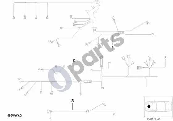 BMW 3 E46 variklio laidų pynė – schema